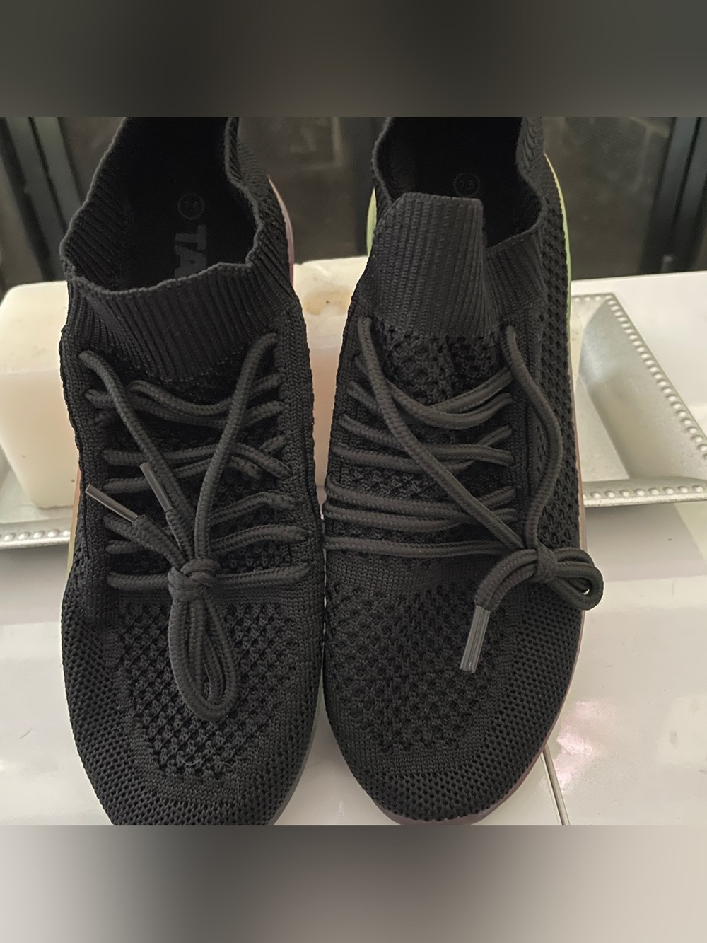 Taxi Women’s Black Knit Athletic Slip-On Sneakers